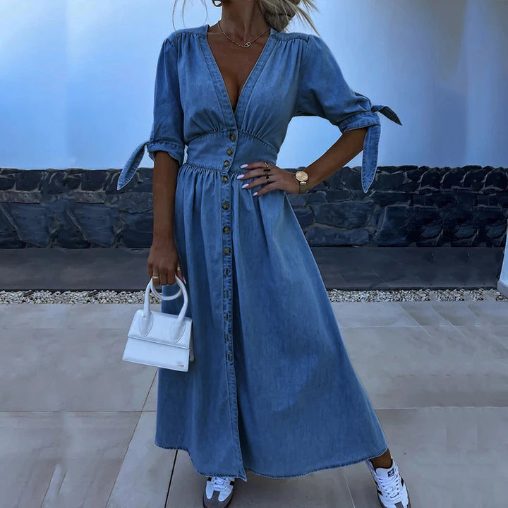 Allure V-Neck Dress - Denim